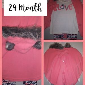 Little Lass NWT Faux Fur Coral 3 piece set 24 mos